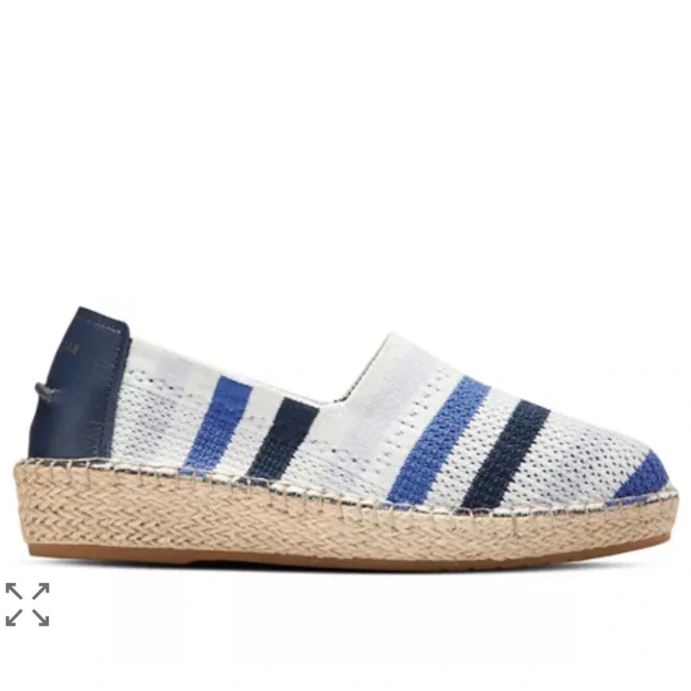 Cole Haan White and Blue Knit Espadrille Slip-On